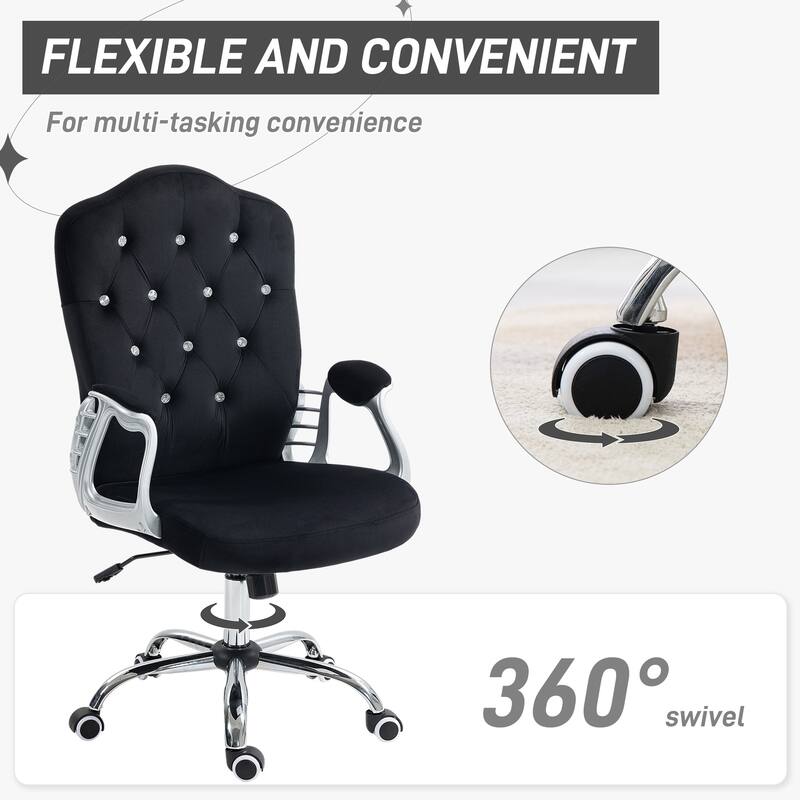 Stylish Velvet Computer Desk Chair with Adjustable Height, Lumbar Support, and Comfortable Tilt Function
