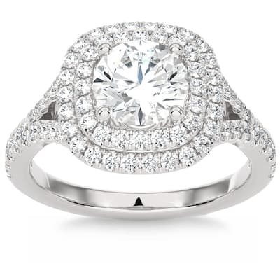 Certified 2 1/5Ct Cushion Halo Diamond Engagement Ring Gold Lab Grown