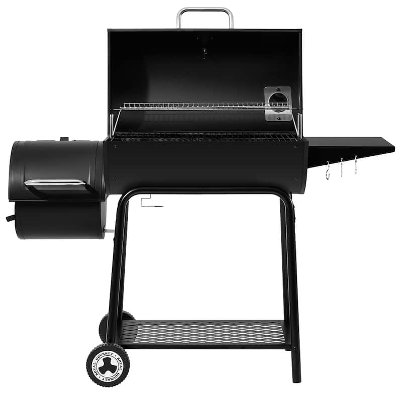Royal Gourmet 30-Inch Barrel Charcoal Grill with Offset Smoker, Black