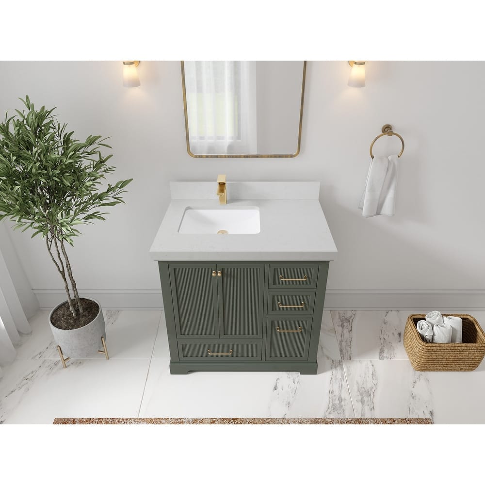 Willow Collections 36 in. W x 22 in. D Alys Left Offset Sink Bathroom Vanity with Countertop