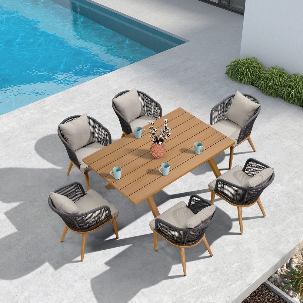 PURPLE LEAF Outdoor patio Dining Set for Garden Deck Wicker Table and Chairs Set-7/9/11 Piece