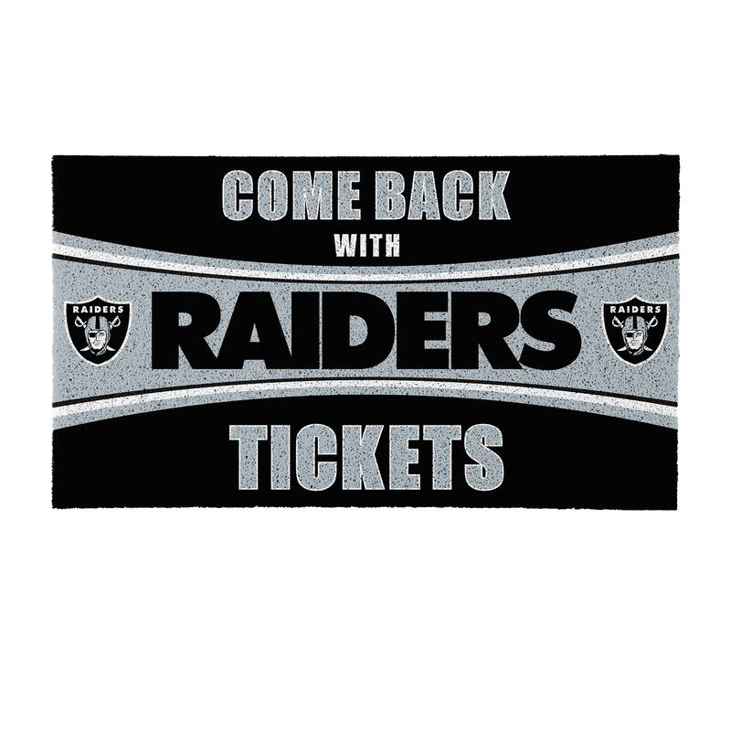 Las Vegas Raiders 28 in. x 16 in. PVC "Come Back With Tickets" Trapper Door Mat