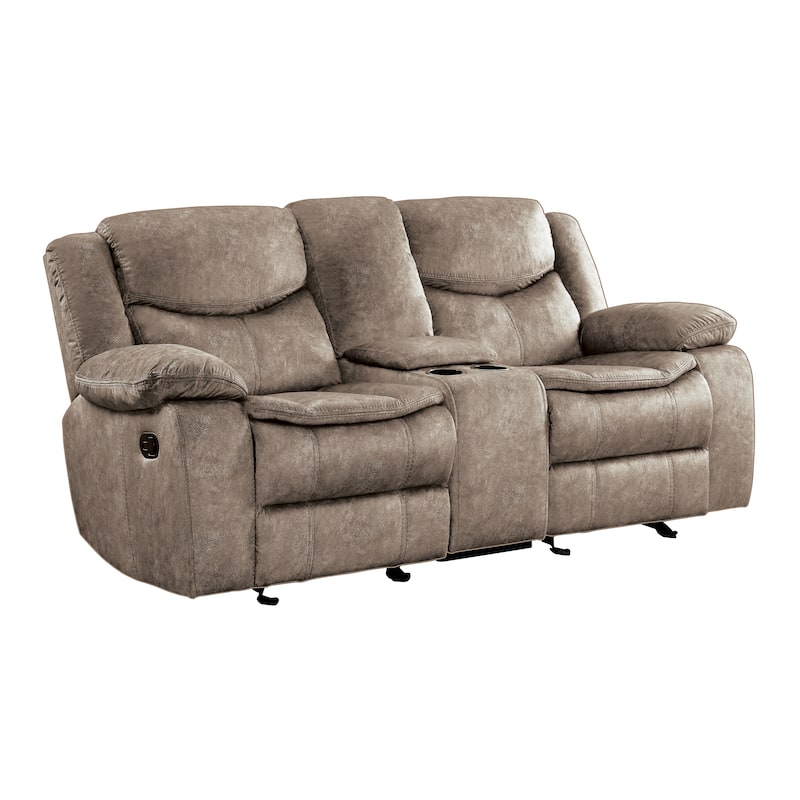 Ember Double Glider Reclining Loveseat - Brown (Microfiber)