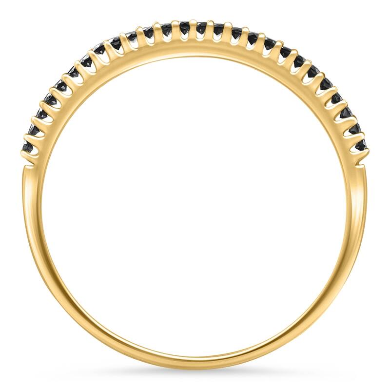 Bliss Diamond Black Diamond Thin Wedding Ring Yellow Gold Stackable Anniversary Band