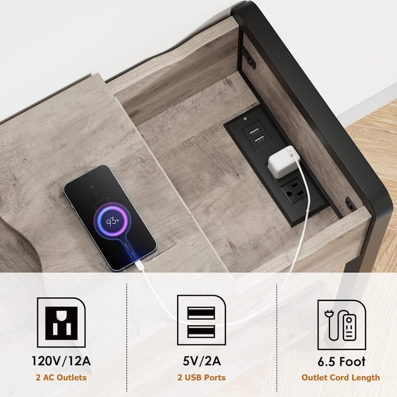 IDEALHOUSE Charging Station End Table