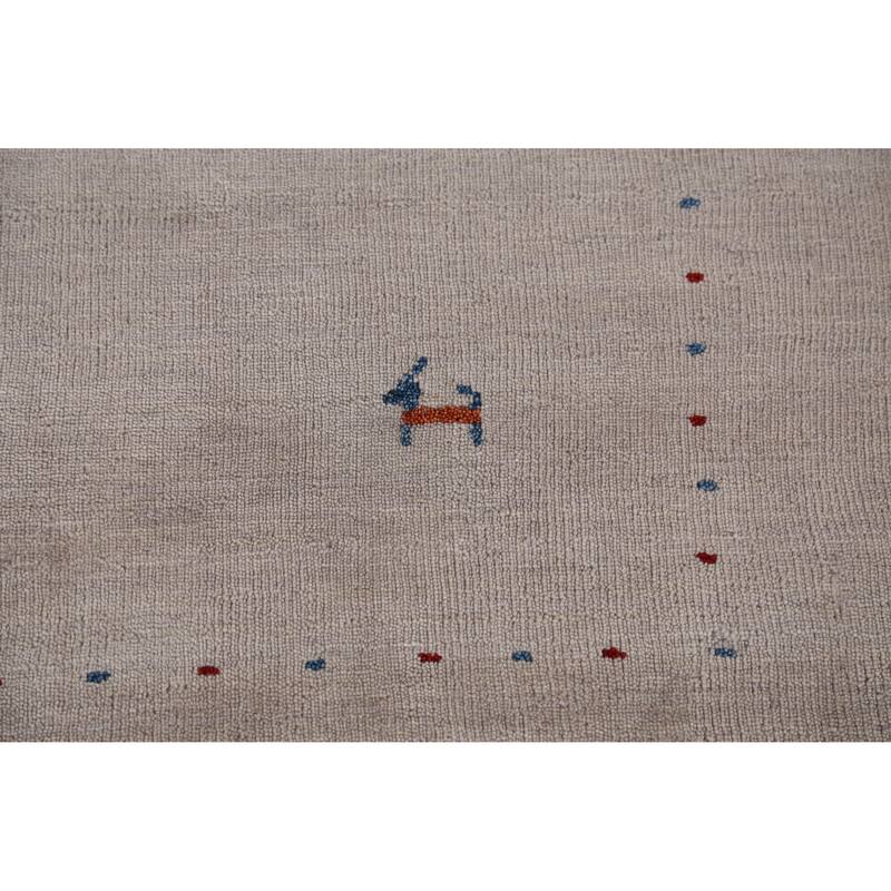 Hand Knotted Oriental 100% Wool Carpet Tribal Tribal Greys & Charcoal Gabbeh Area Rug - 7' 7'' X 5' 3''