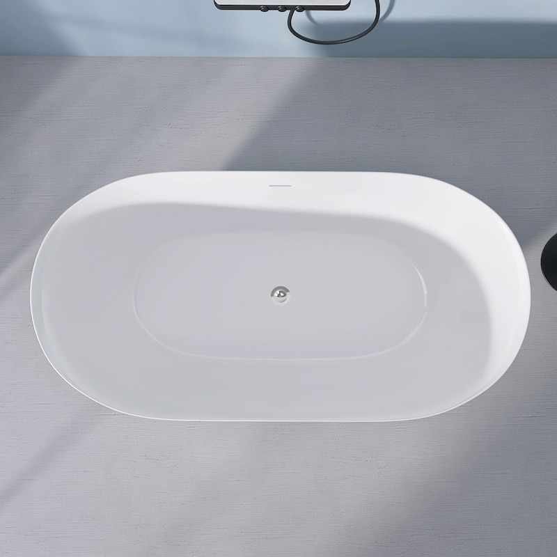 51 in./ 59 in./ 67 in. Acrylic Freestanding Soaking Bathtub with Drain and Adjustable Support Legs