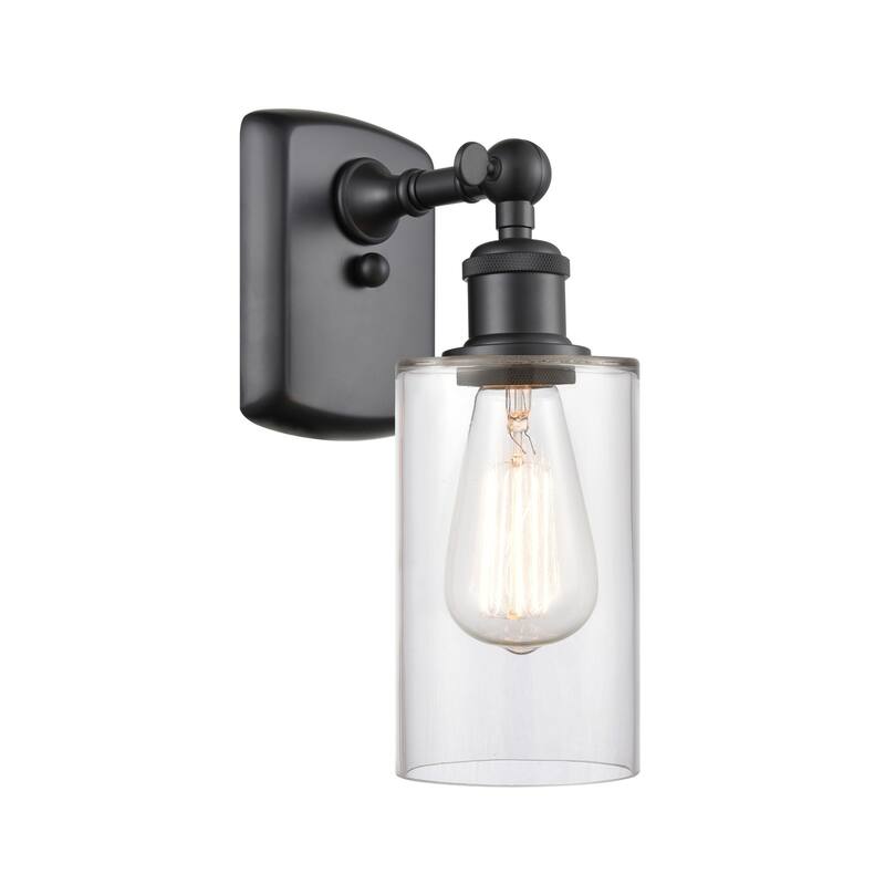 Innovations Lighting 516-1W-12-4 Clymer Sconce Clymer 12" Tall Wall - Matte Black / Clear