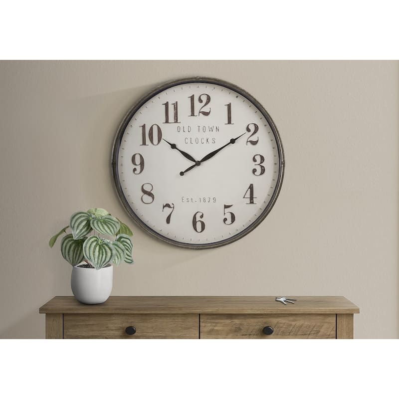 30 in Oversized with Arabic-Standard Brown Wall Clock - 30 in - Brown - 30 in