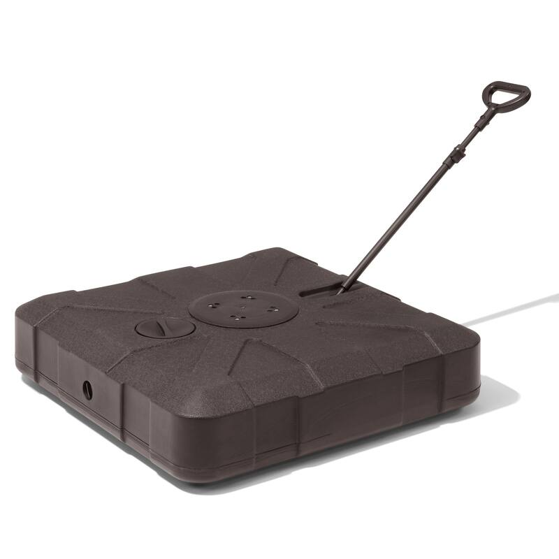 Heavy Duty 350 LBS Water Sand Fillable Patio Cantilever Offset Umbrella Base Stand with Wheels and Drag Rod