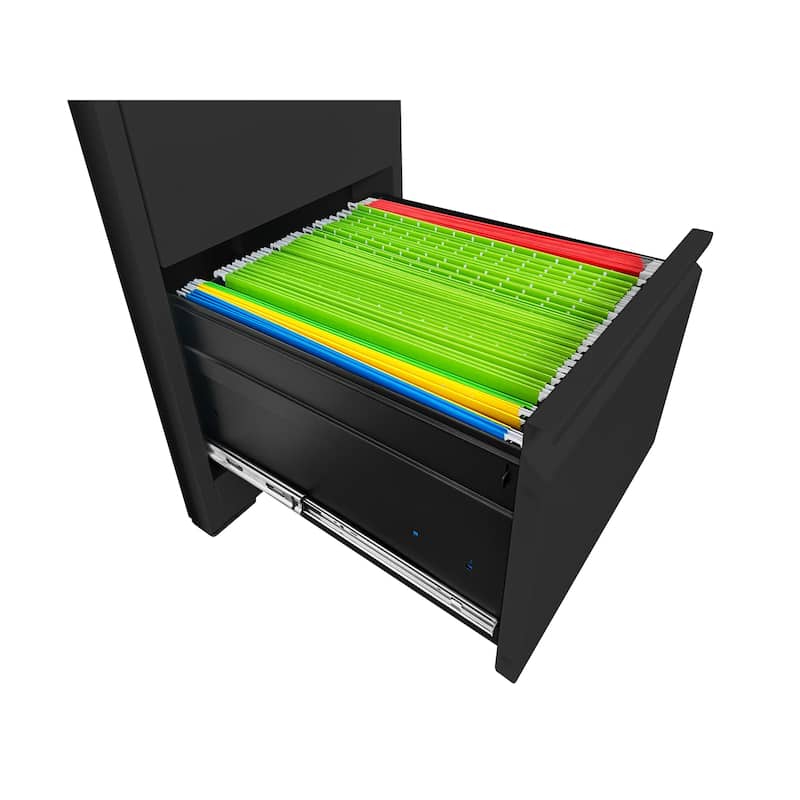 Anmytek Black 3 Drawer Vertical File Cabinet with Lock Anti Tip Design Letter and Legal Size Storage