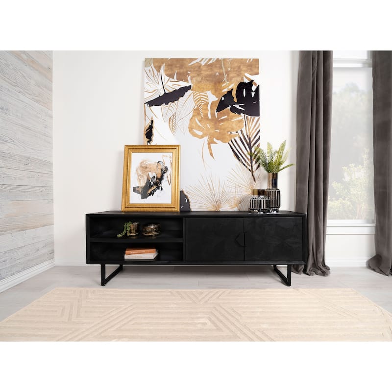 Marsden 2-Door Mango Wood 70" TV Stand Charcoal Black