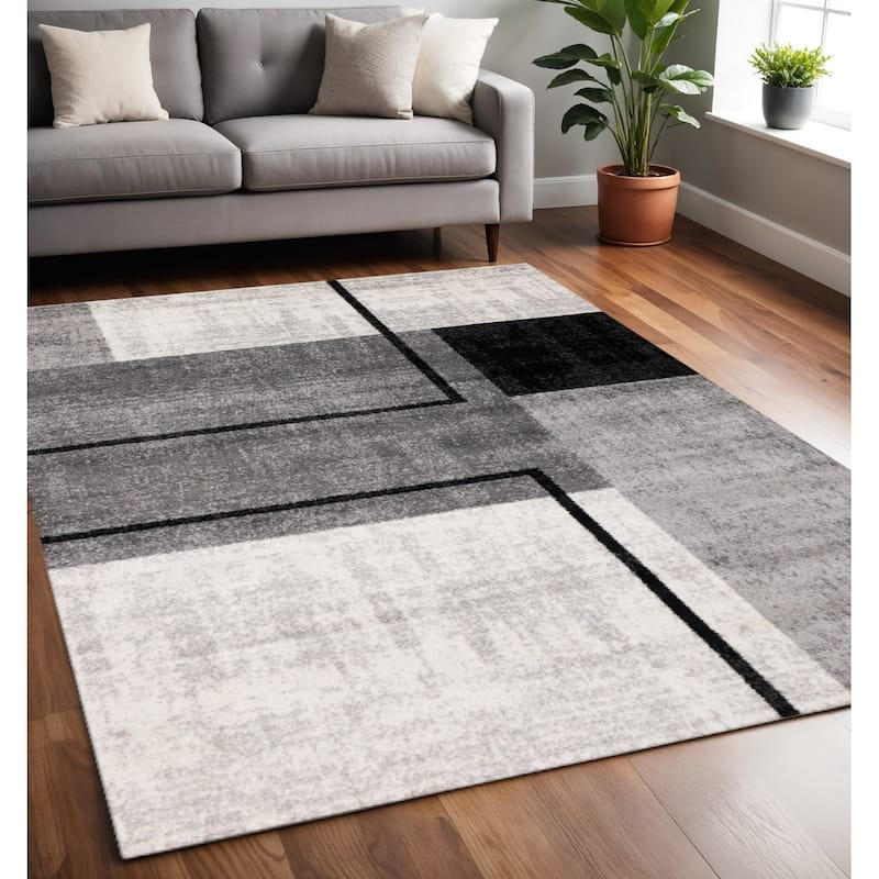 HomeRoots Geto Abstract Modern Rectangle Area Rug - 5' X 8'