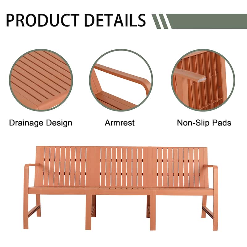 BNK 72 Inch Three-Seater Waterproof Polypropylene Chair, Indoor/Outdoor Use