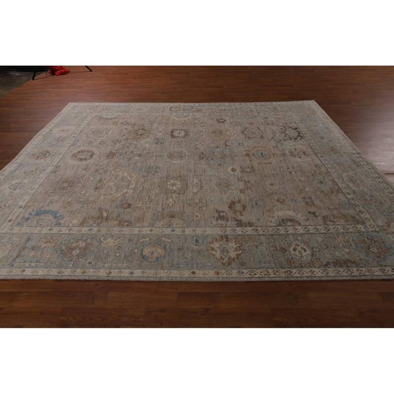Oushak Turkish Area Rug Vegetable Dye Hand-Knotted Floral Wool Carpet - 8'1"x 10'1"