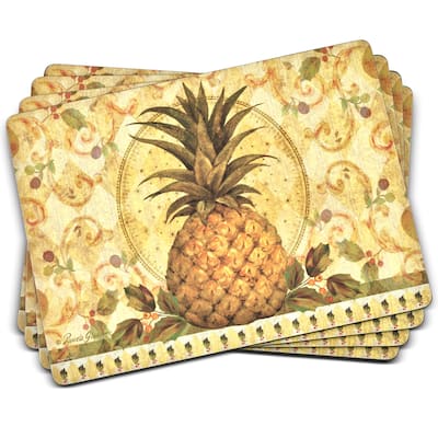 Pimpernel Set of 4 Golden Pineapple Placemats - 11.7 in x 15.7 in