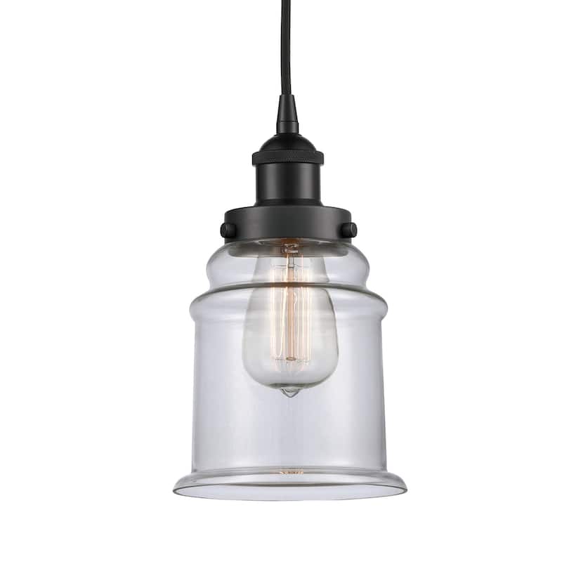 Innovations Lighting 616-1PH-11-6 Canton Pendant Canton 6" Wide Mini - Matte Black / Clear