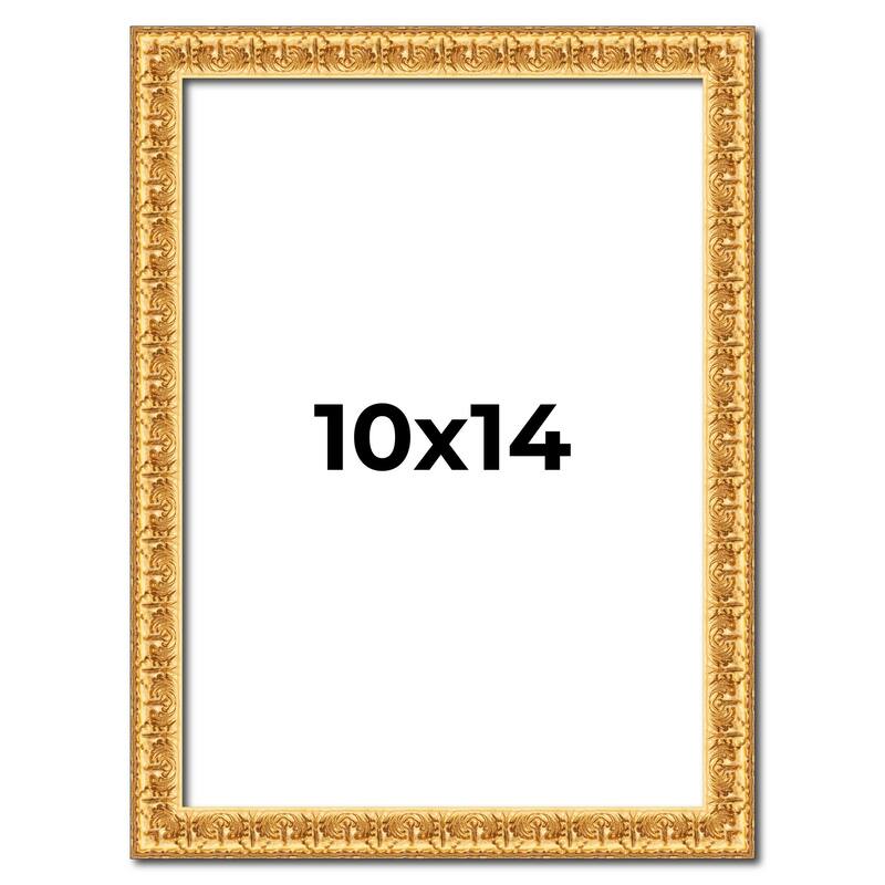10x14 Frame Gold Real Wood Picture Frame Width 1 inches | Interior