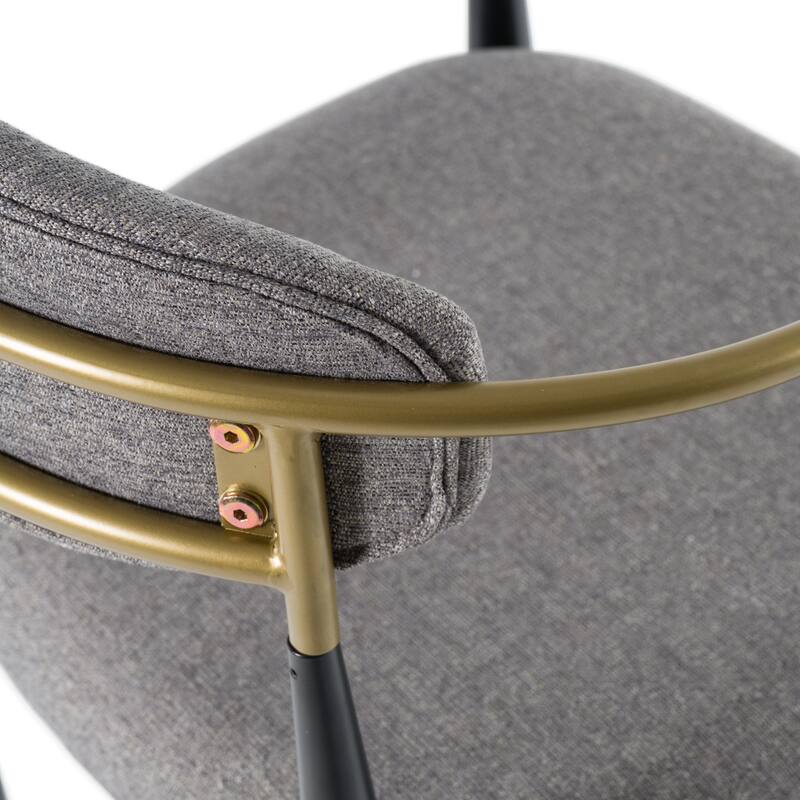 Modrest Buchtel Mid-Century Modern Medium Grey, Gold Arm & Black Bar Chair