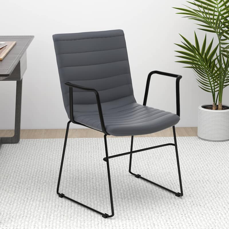 Zylar Ergonomic Guest Chair with Leather, Stainless Steel Base, High-Density Foam, Modern Design for Office or Waiting Room