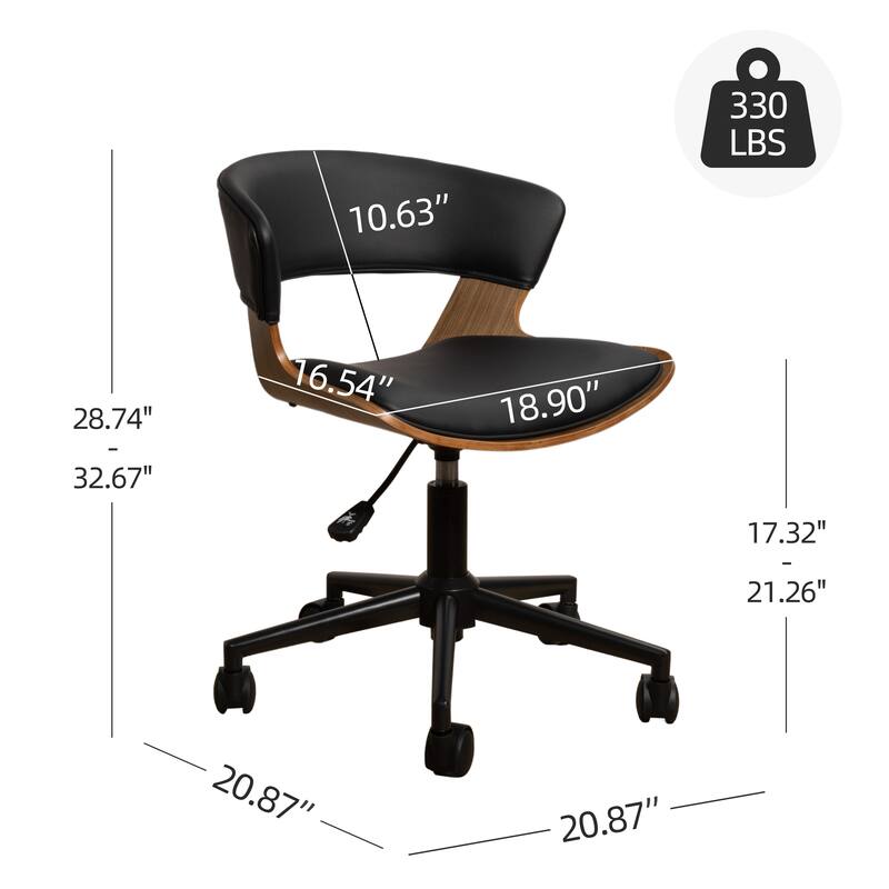 Art Leon Swivel and Height Adjustable Accent Desk Chair with Rolling