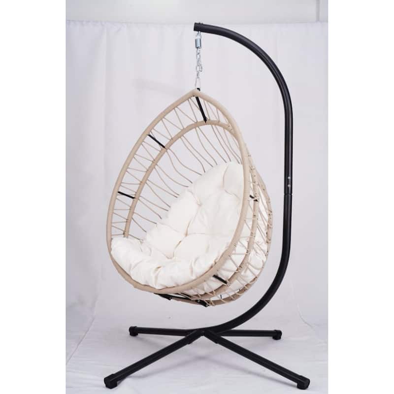 Elegant Outdoor Egg-Shaped Hanging Chair with Stand