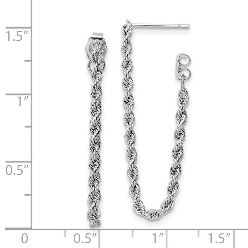 Curata 14k White Gold Polished Rope Guardian Angel Earrings - 34.6x2.15mm