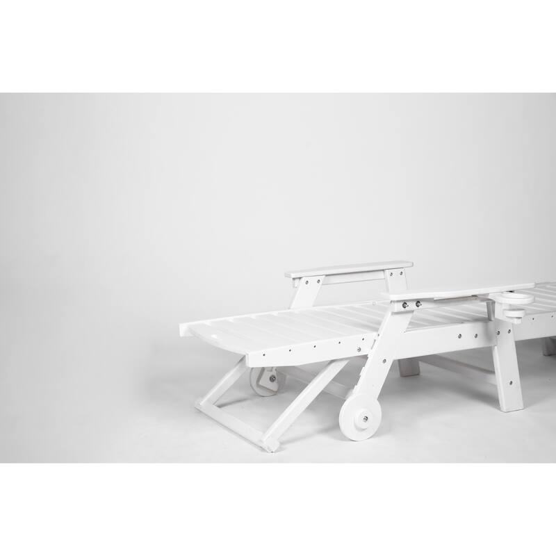Oversized Outdoor Chaise Lounge Chair with Wheels and 5 Reclining Positions, Cup Holder for Poolside Deck Patio