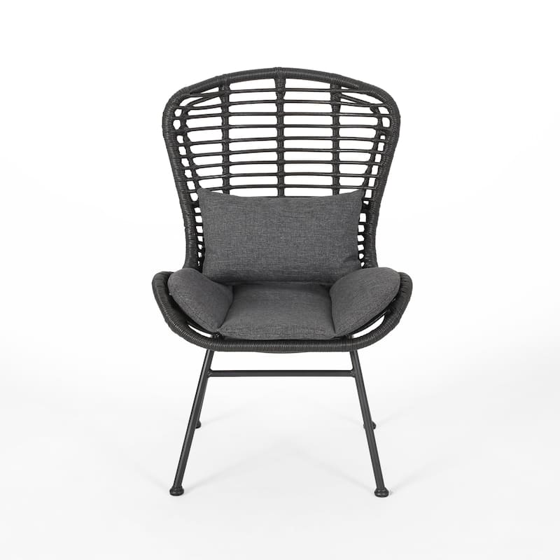 Roomfitters Modern Woven Rattan High Back Patio Lounge Chairs with Cushions, Set of 2