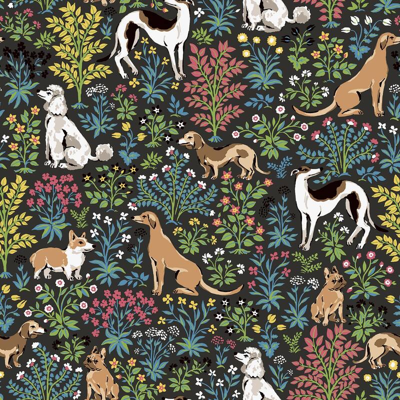 Printfresh Must Love Dogs Charcoal Peel and Stick Wallpaper