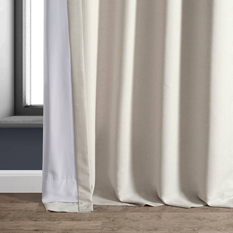 Exclusive Fabrics Italian Faux Linen Room Darkening Curtains (1 Panel) - Sophisticated Drapery for Versatile Décor