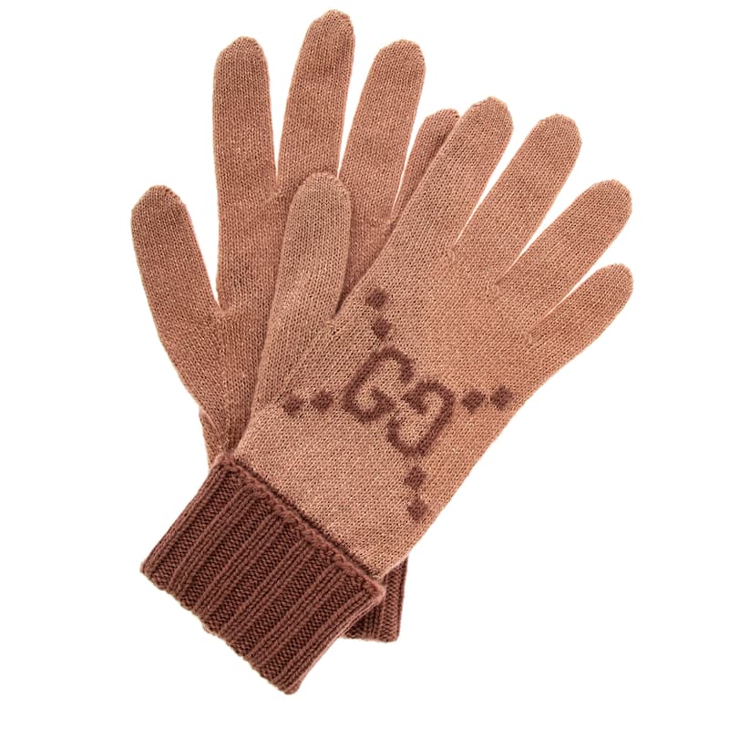 Gucci Cashmere Blend GG Jacquard Gloves - M