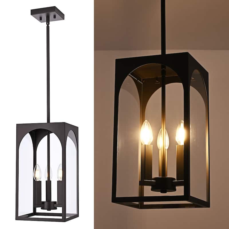 3-Light Large Outdoor Pendant Light Fixtures, Exterior Hanging Lantern Porch Light Adjustable, Hanging Lamp