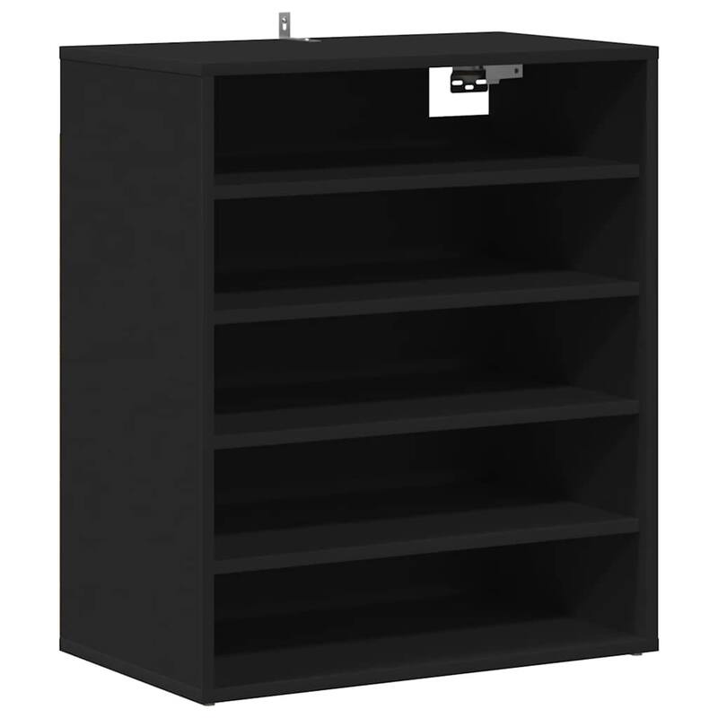 vidaXL Shoe Cabinet Black Engineered Wood Medium Storage Shoe Cabinet