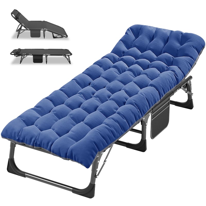 Portable Folding Camping Cot with Mattress Pillow, Patio Lounge Chair