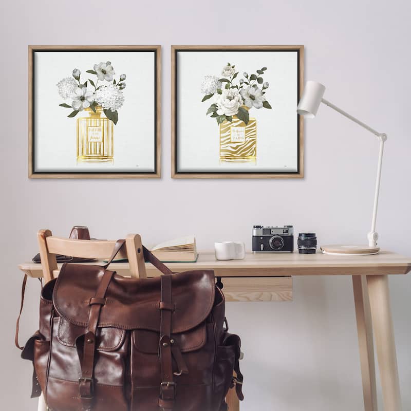Stupell Glam Detailed Perfume Bouquets Framed Floater Canvas Wall Art Design By Nan (Set of 2)