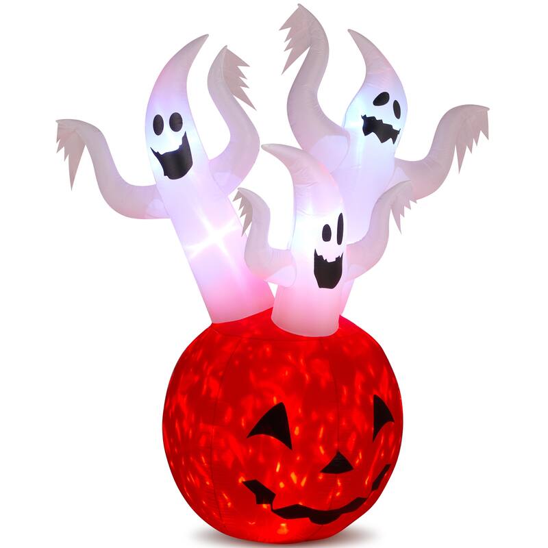 5.9ft Halloween Inflatable Pumpkin Ghost with LED Lights Outdoor Yard Decoration