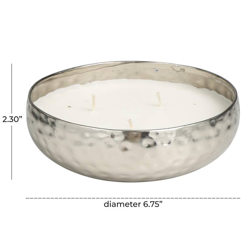 Metal Scented Hammered 20 oz 3 Wick Decorative Candle with White Wax - Gold, Silver, Copper - Roche River Decor