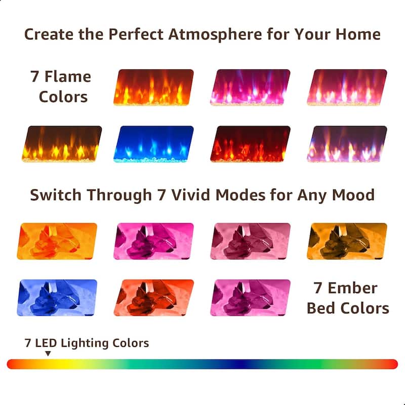 Modern Fireplace TV Stand for 80" TV, Entertainment Center with LED