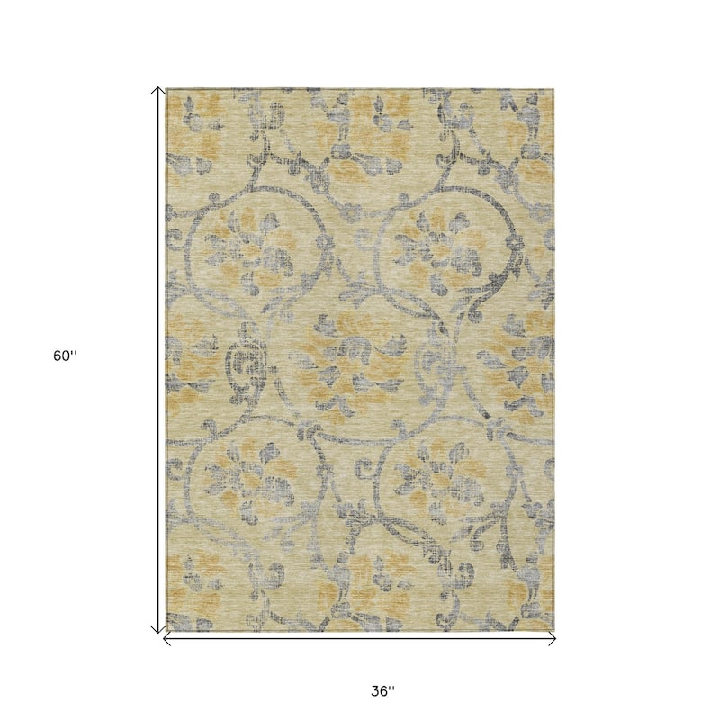 HomeRoots Floral Traditional Rectangle Outdoor Rug
