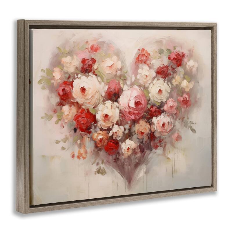 Stupell Valentine Roses Heart Framed Floater Canvas Wall Art Design By Arlington Prints