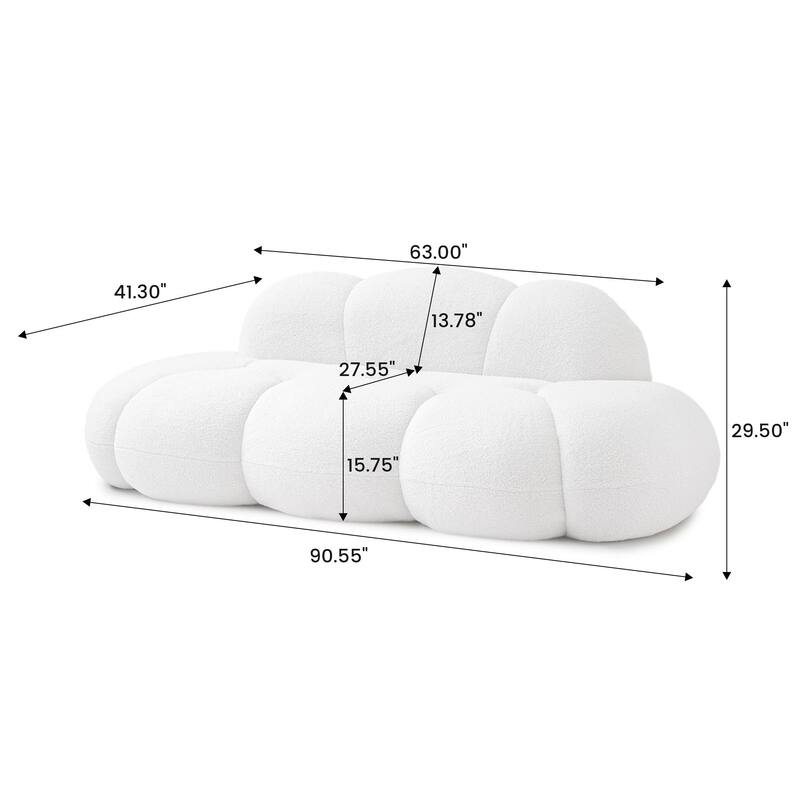 Floor Couch, Modern Loveseat Sofa, Lazy Sofa Round Floor Sofas, Cloud Memory Foam Boneless Couches for Living Room, Apartment