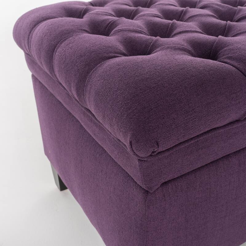 Storage Ottoman, 50" Upholstered End of Bed Bench with Safety Hinge, Large Entryway Bench, Foot Rest Stool for Living Room