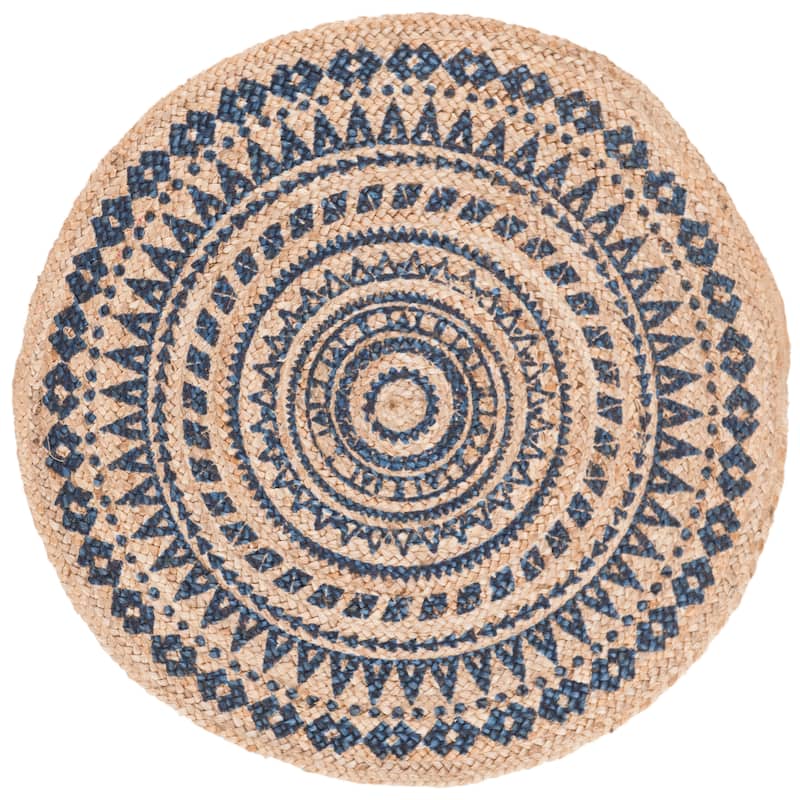 SAFAVIEH Handmade Natural Fiber Valentien Casual Jute Rug - 5' Round - Royal Blue/Natural