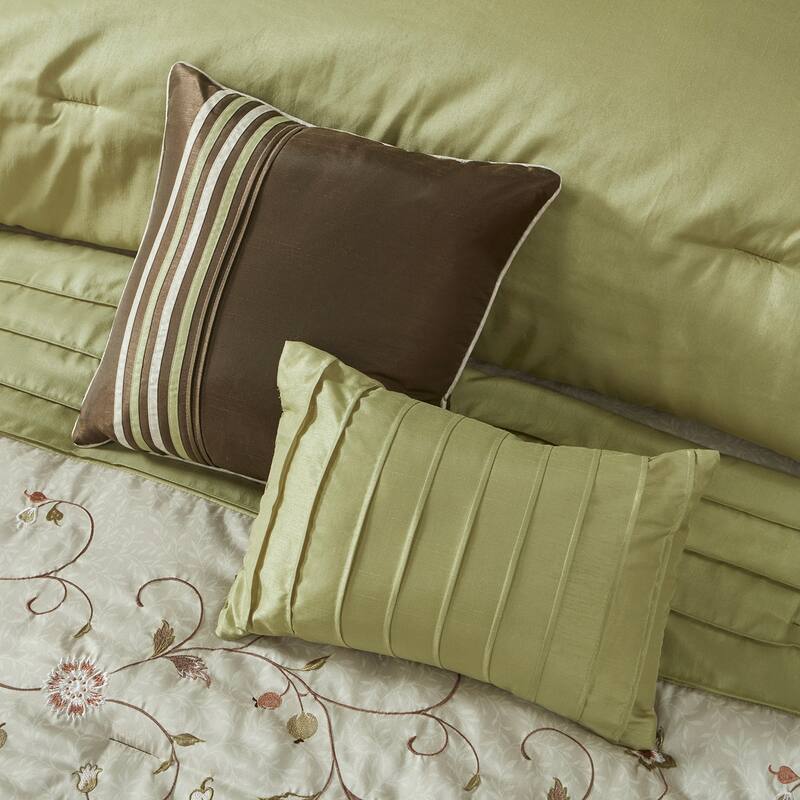 GDF Studio - Embroidered 7-Piece Comforter Set with Decorative Pillows