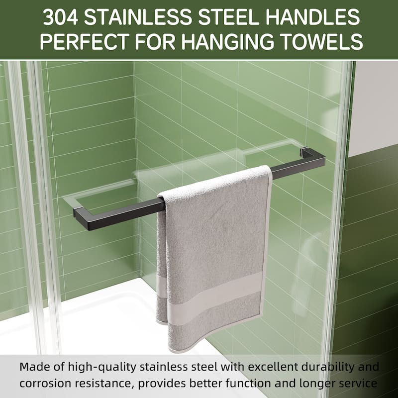 72" x 59" Frameless Double Sliding Shower Door, 8mm Easy-Clean Tempered Glass, 304 Stainless Hardware, Reversible