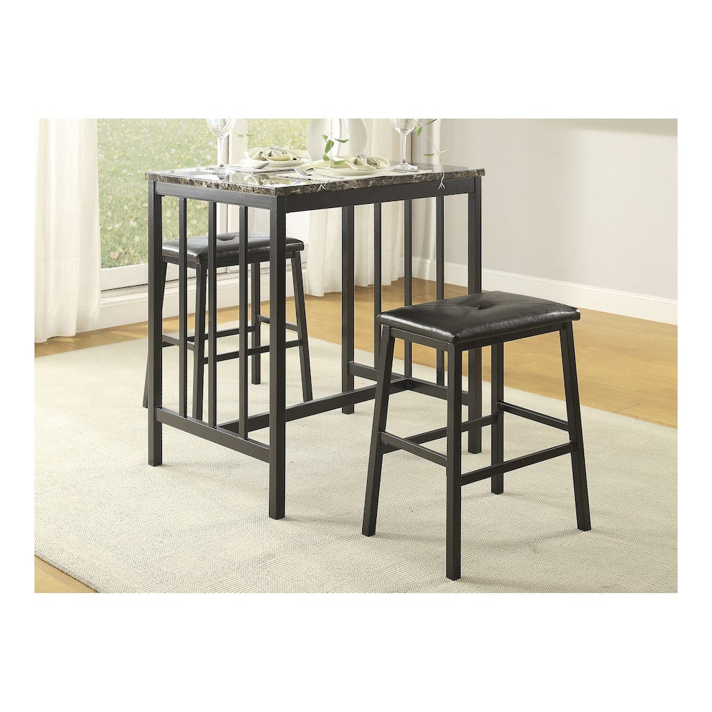 Metal 3pc Counter Height Set Table and 2 Stools