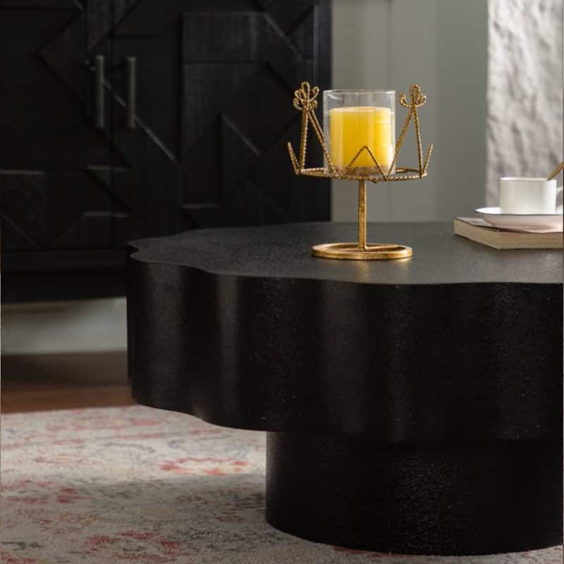 Scalloped White Coffee Table: Unique Wave-Edge Shape, Elegant Focal Piece for Stylish Spaces