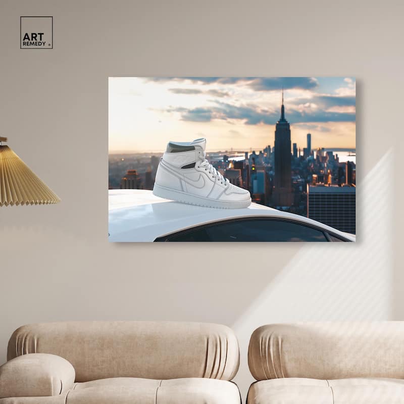 City Car and Sneakers Canvas by Art Remedy, Gallery Wrapped