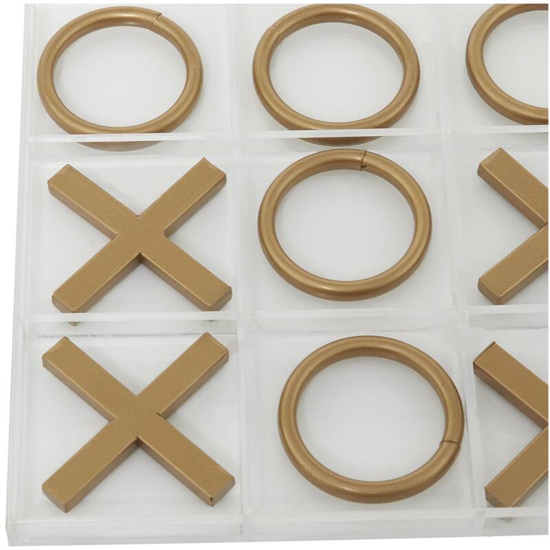 Acrylic Plastic Tic Tac Toe Home Decor Game Set with Gold or Silver Pieces - Clear - Roche River Decor